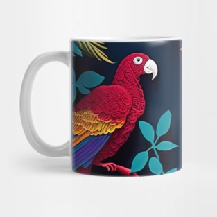 papercut illustration parrots jungle Mug